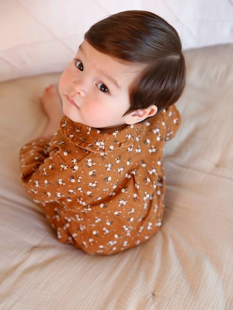 Dors-bien bébé fille en coton ouverture devant caramel imprimé 5 - vertbaudet enfant 