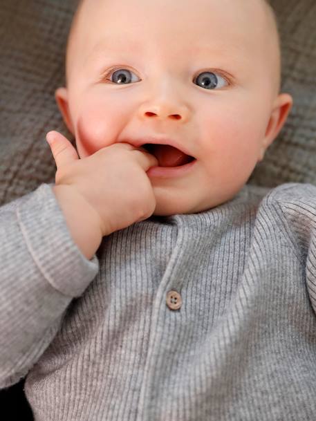 Ensemble bébé mixte gilet pantalon en tricot blanc+gris clair chiné+vert d'eau+vert sauge 15 - vertbaudet enfant 