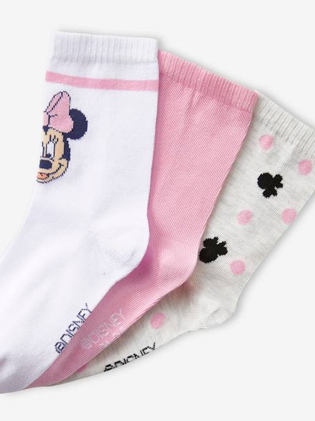 Lot de 3 paires de chaussettes Disney® Minnie Rose, blanc, gris chiné 3 - vertbaudet enfant 