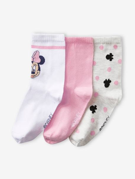 Lot de 3 paires de chaussettes Disney® Minnie Rose, blanc, gris chiné 1 - vertbaudet enfant 
