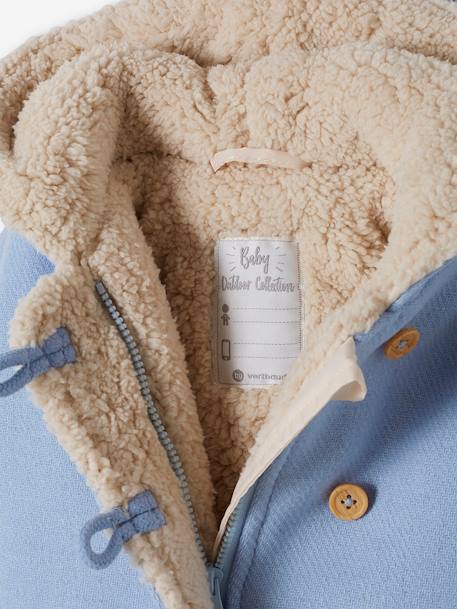 Manteau en drap de laine bébé doublé de fausse fourrure bleu ciel 3 - vertbaudet enfant 