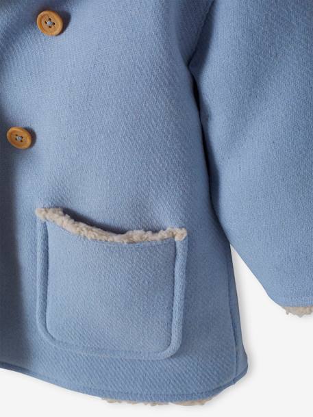 Manteau en drap de laine bébé doublé de fausse fourrure bleu ciel 4 - vertbaudet enfant 