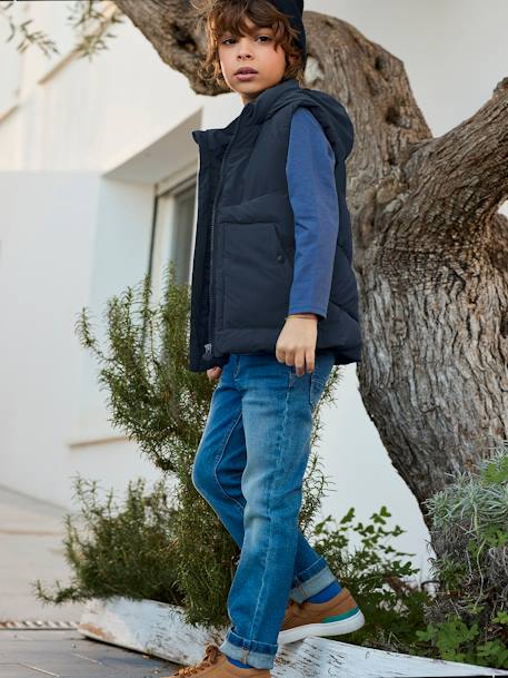 Doudoune sans manches à capuche garçon garnissage en polyester recyclé BLEU CANARD+BLEU NUIT 8 - vertbaudet enfant 