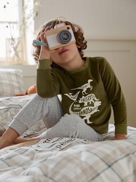 Lot de 2 pyjamas garçon velours dinosaures LOT VERT ET MARINE 3 - vertbaudet enfant 