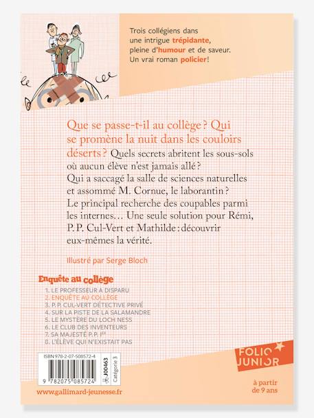 Enquête au collège - T2 - GALLIMARD JEUNESSE orange 2 - vertbaudet enfant 