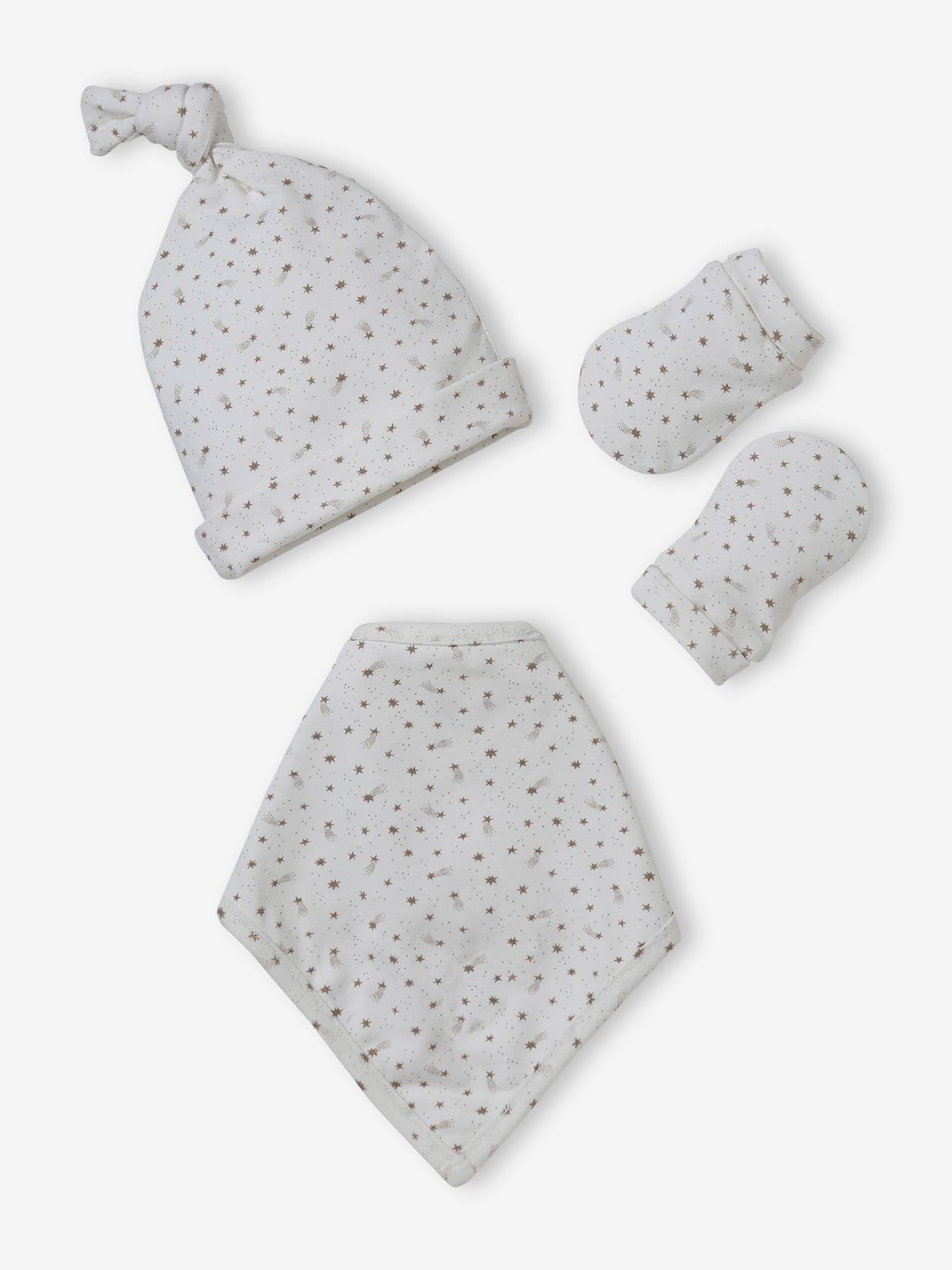 Ensemble Bonnet, Moufles Et Chaussons Bébé En Coton Bio VERTBAUDET - Taille 40/45, Avec Pochon