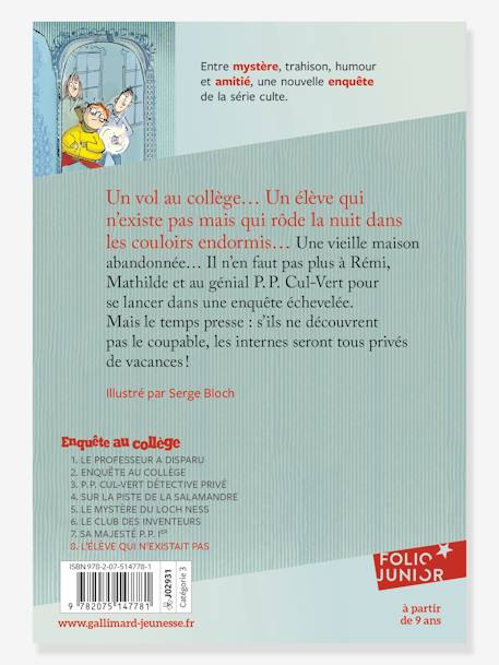 L’élève qui n’existait pas - Enquête au collège - T8 - GALLIMARD JEUNESSE bleu 2 - vertbaudet enfant 