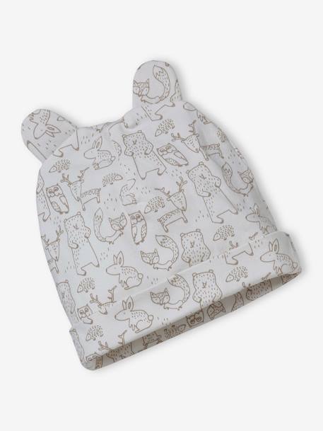 Ensemble bonnet + moufles + foulard + sac bébé en maille imprimée taupe 4 - vertbaudet enfant 
