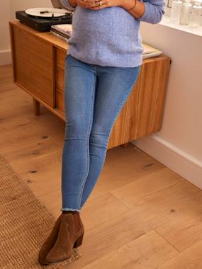 Jean Skinny Grossesse Vertbaudet 7/8 | Denim Bleached Bandeau Élastique