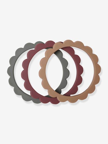 Lot de 3 bracelets de dentition Fleur - rose+vert 2 - vertbaudet enfant 