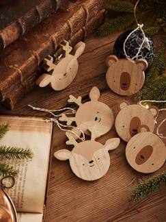 Linge de maison et décoration-Décoration-Lot de 6 boules plates de Noël en bois