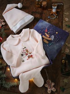 Bébé-Pyjama, surpyjama-Dors-bien bébé fille Noël et bonnet en velours