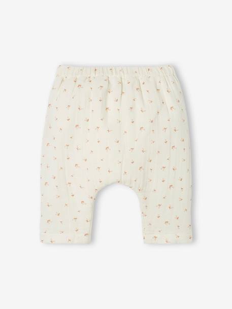 Pantalon sarouel en gaze de coton bébé doublé ivoire imprimé 2 - vertbaudet enfant 