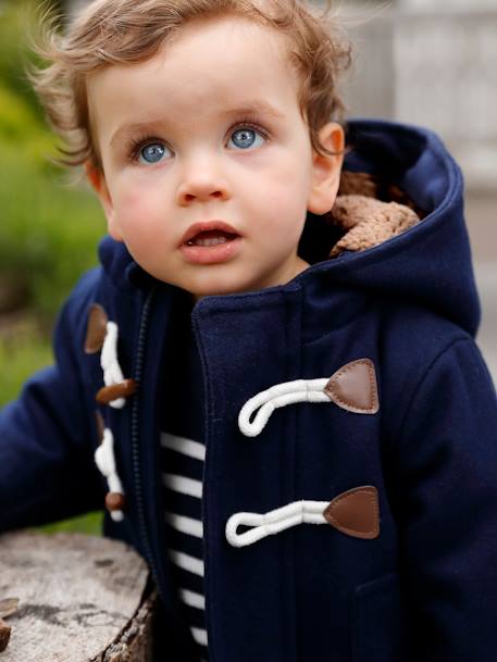 Manteau duffle-coat bébé avec capuche encre+gris chine 1 - vertbaudet enfant 