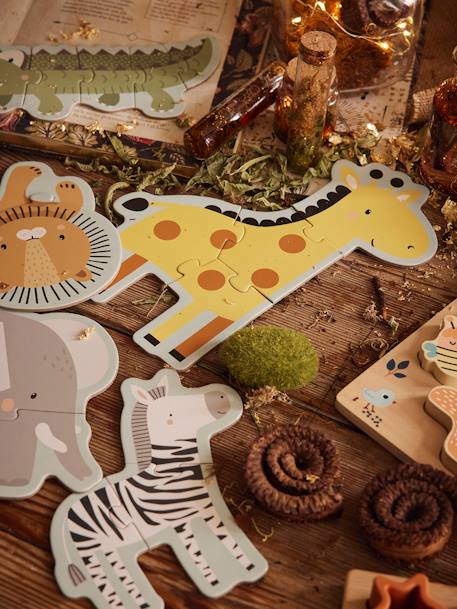 5 puzzles évolutifs 3 à 6 pièces en carton Tanzanie beige 3 - vertbaudet enfant 