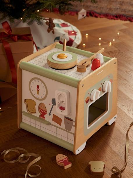 Cube d'activités cuisine en bois FSC® beige 1 - vertbaudet enfant 