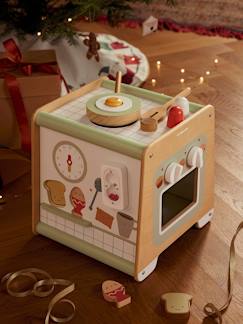 Idées cadeaux bébés et enfants-Cube d'activités Cuisinette en bois FSC®