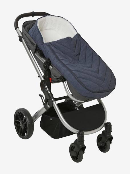 Chancelière poussette esprit doudoune bleu nuit+vert sauge 2 - vertbaudet enfant 