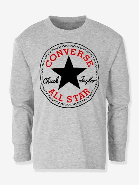 Tee-shirt enfant manches longues Chuck Patch CONVERSE blanc+gris 4 - vertbaudet enfant 