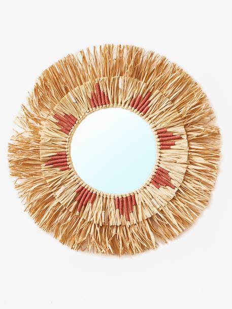 Miroir rond raphia beige / rose 1 - vertbaudet enfant 