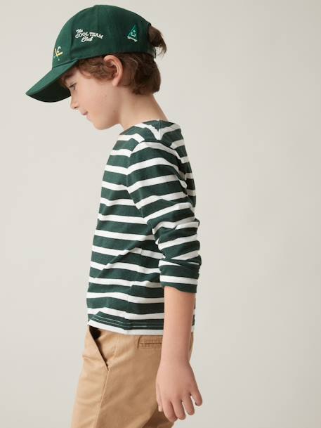 T-shirt marinière garçon CYRILLUS coton bio rayé vert 2 - vertbaudet enfant 