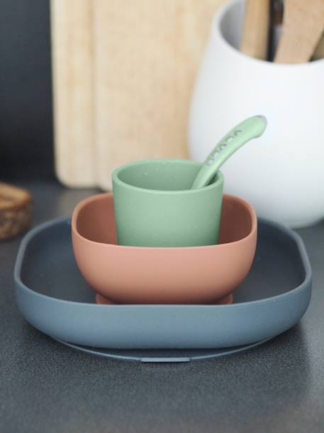 Set vaisselle 4 pièces silicone bleu+bleu+EUCALYPTUS+jaune+jungle+NIGHT BLUE+rose+terracotta+vert sauge 8 - vertbaudet enfant 