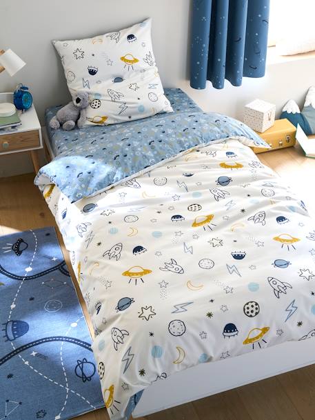 Parure housse de couette enfant et taie d'oreiller COSMOS bleu / multicolore 2 - vertbaudet enfant 
