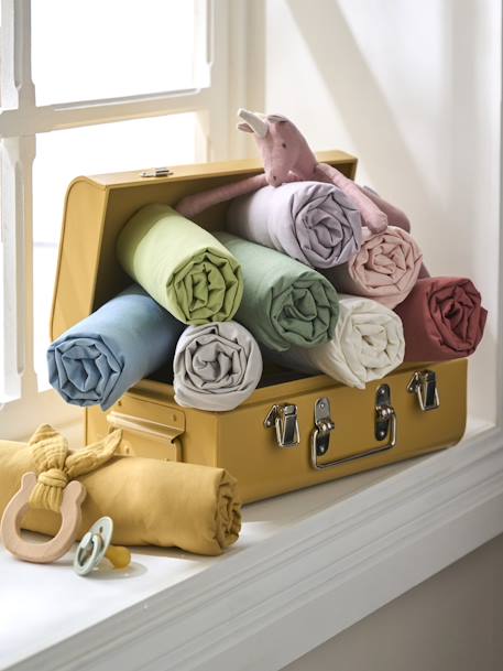 Drap-housse bébé uni Oeko-Tex® bleu denim+bois de rose+écru+gris ardoise+gris perle+lichen+lilas+moutarde+pistache+rose pâle 2 - vertbaudet enfant 