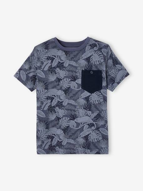 T-shirt motifs graphiques garçon manches courtes bleu ardoise+cannelle+lichen+terracotta 1 - vertbaudet enfant 