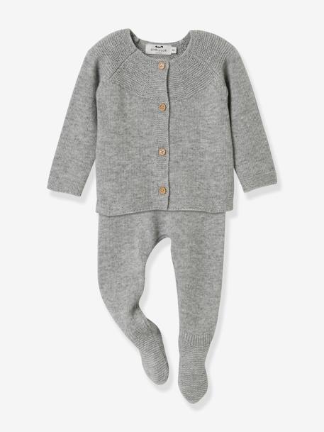Ensemble bébé en tricot CYRILLUS gris chiné 1 - vertbaudet enfant 