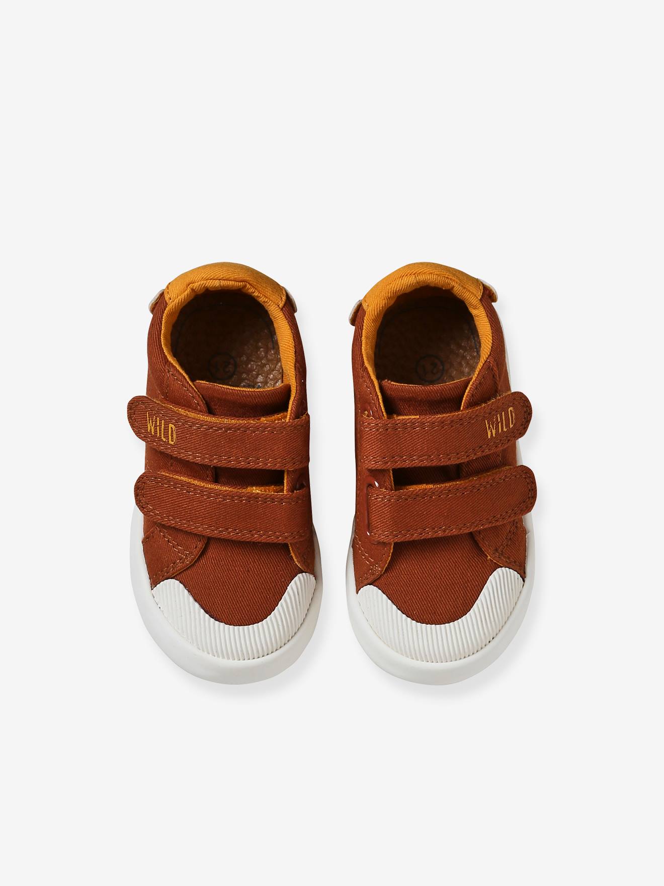 VERTBAUDET Baskets Scratchées Bébé En Toile Beige Imprimé Éléphant 21 - Semelle Morpho