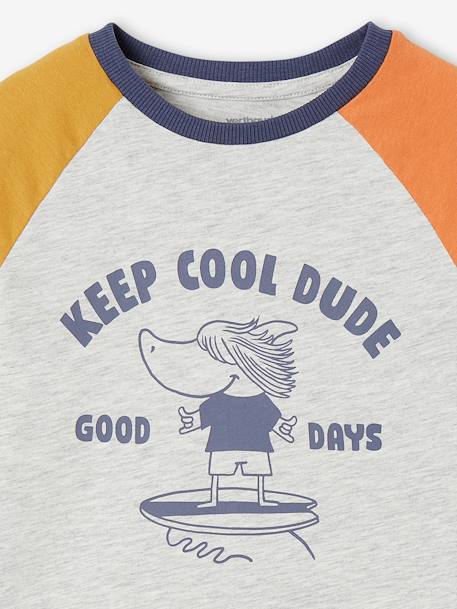Tee-shirt motif ludique requin surfeur garçon gris chiné 3 - vertbaudet enfant 