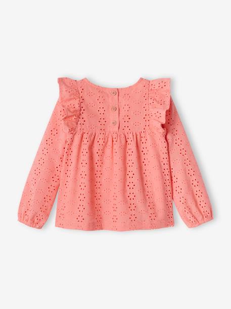 Blouse à volants en broderie anglaise fille bleu ciel+corail+écru 9 - vertbaudet enfant 