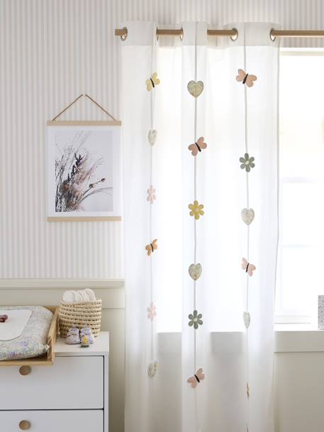 Rideau guirlande à oeillets tamisant papillons et fleurs Champêtre écru 3 - vertbaudet enfant 