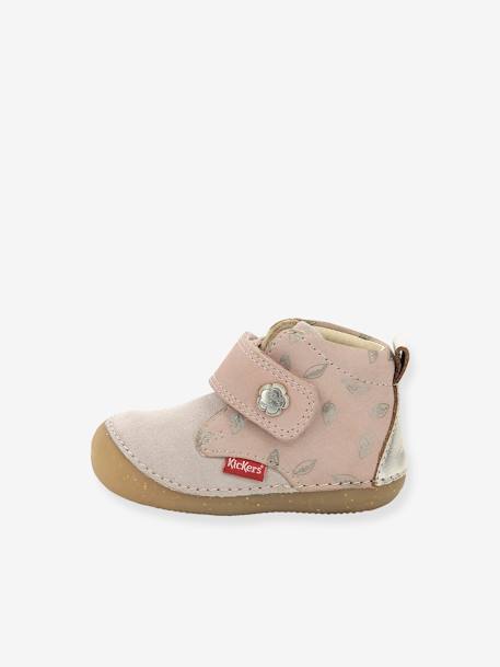 Bottillons cuir bébé fille Sabio KICKERS® 1ers pas rose imprimé+rose métal 2 - vertbaudet enfant 