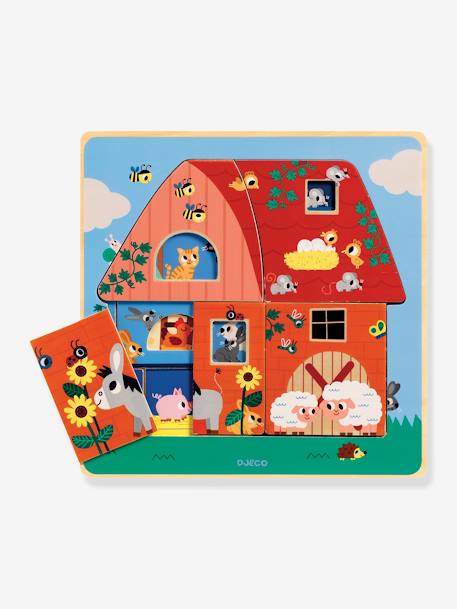 Puzzle 3 niveaux Chez Moo bleu 1 - vertbaudet enfant 