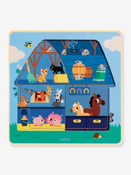 Puzzle 3 niveaux Chez Moo bleu 4 - vertbaudet enfant 