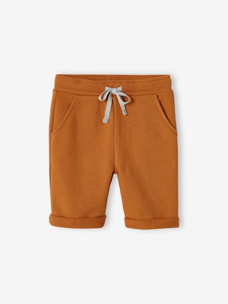 Bermuda garçon en molleton bleu chambray+kaki+marine grisé+noix de pécan 16 - vertbaudet enfant 