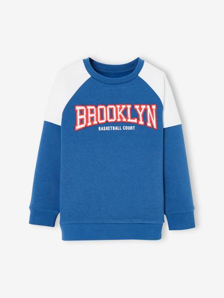 Sweat sport color block team Brooklyn garçon bleu roi+noix de pécan 4 - vertbaudet enfant 