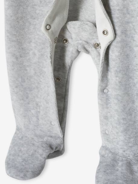 Pyjama bébé mixte velours animal personnalisable beige chiné+gris chiné 16 - vertbaudet enfant 
