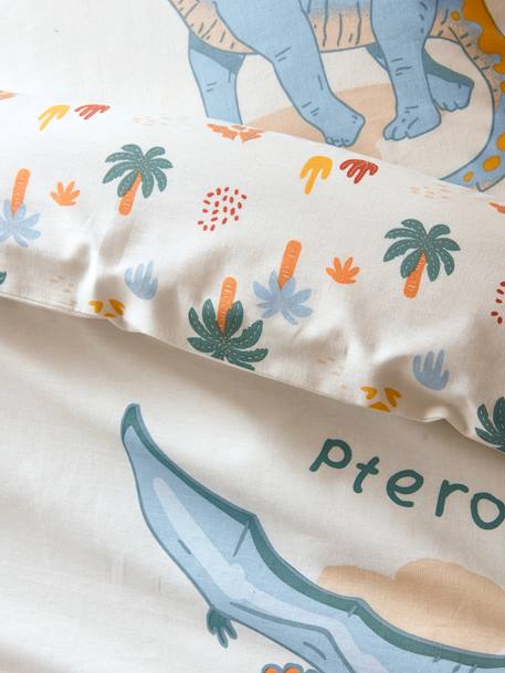 Parure housse de couette enfant et taie d'oreiller JURASSIC CAMP blanc imprimé 10 - vertbaudet enfant 