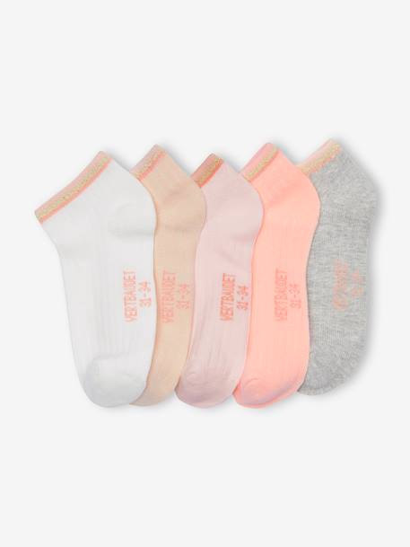 Fille-Sous-vêtement-Chaussettes-Lot de 5 paires de soquettes fille en maille côtelée