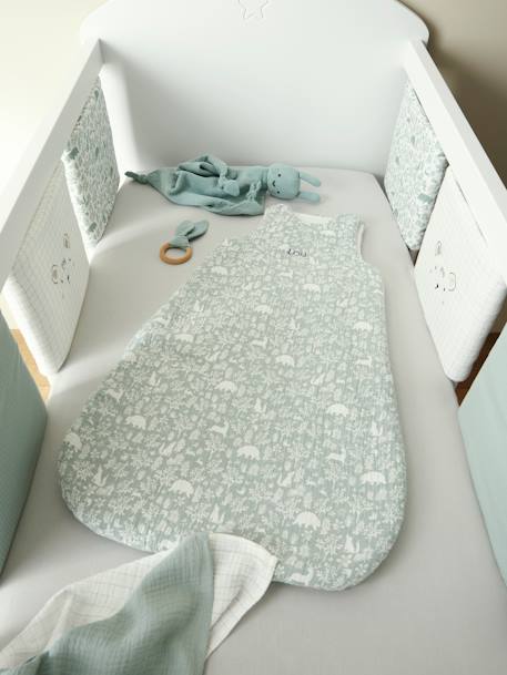 Gigoteuse en gaze de coton personnalisable DANS LES BOIS vert sauge+vieux rose 6 - vertbaudet enfant 