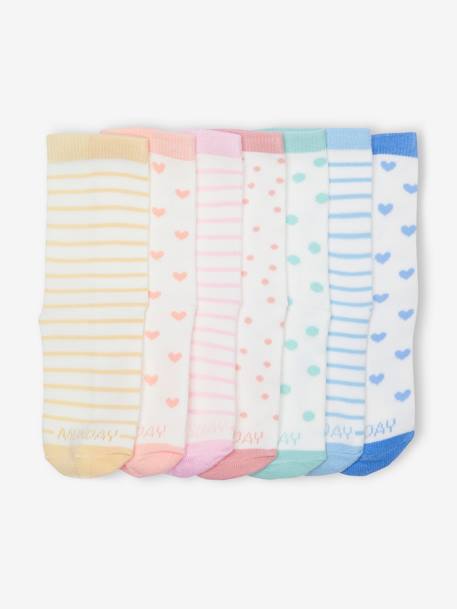 Lot de 7 paires de chaussettes fille semainier écru 2 - vertbaudet enfant 