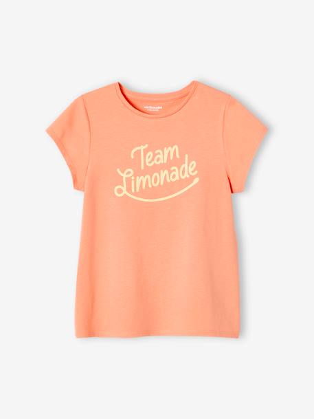 Tee-shirt à message Basics fille bleu ciel+corail+fraise+marine+rose bonbon+rouge+vanille+vert sapin 5 - vertbaudet enfant 