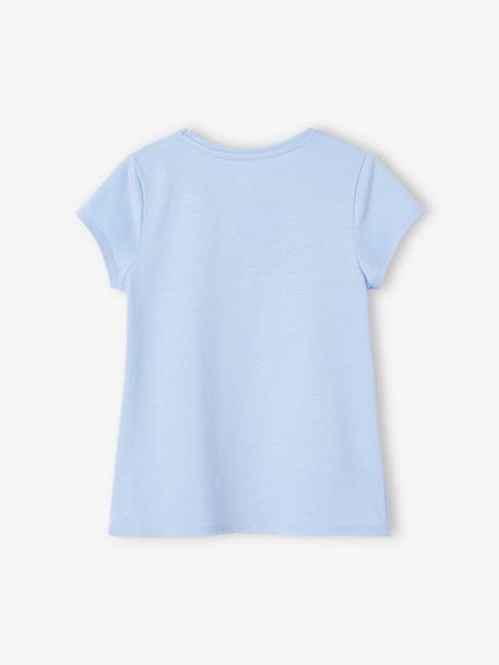 Tee-shirt à message Basics fille bleu ciel+bleu pâle+corail+écru+fraise+marine+rose bonbon+rouge+vanille+vert sapin 5 - vertbaudet enfant 