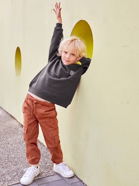 Pantalon battle facile à enfiler garçon bleu glacier+CAMEL FONCE+kaki foncé+taupe 7 - vertbaudet enfant 