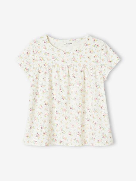 T-shirt blouse à fleurs fille bleu ciel+écru 6 - vertbaudet enfant 