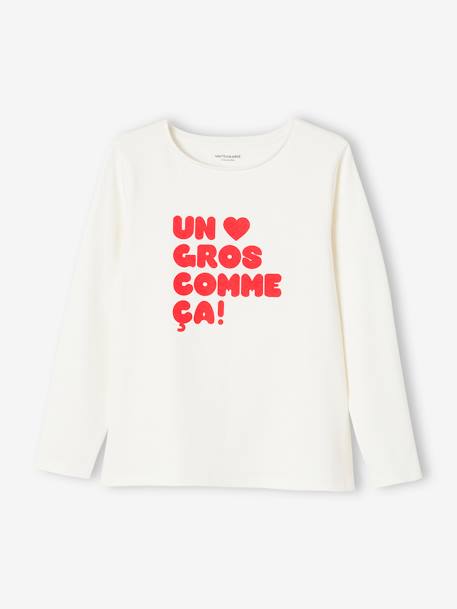 Tee-shirt à message Basics fille corail+écru+marron foncé+rose+vert sauge 5 - vertbaudet enfant 