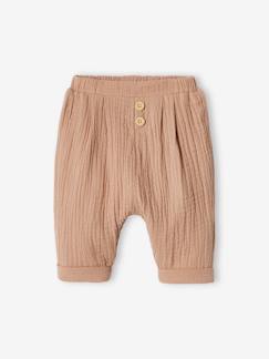 -Pantalon coupe sarouel en gaze de coton